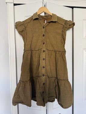 Free People Striped Tiered Button Dress